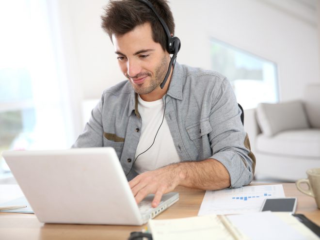 Man working from home with laptop